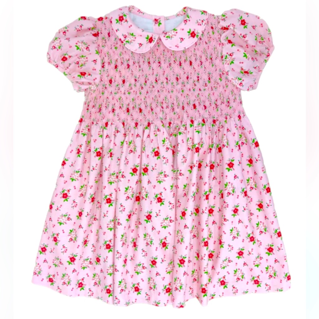 [James And Lottie] Everly Smocked Dress In Christmas Floral